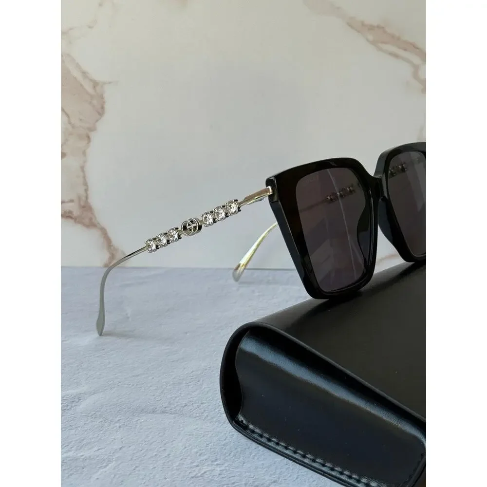 NEW Gucci GG1967S Oversized Black Crystal Sunglasses $665